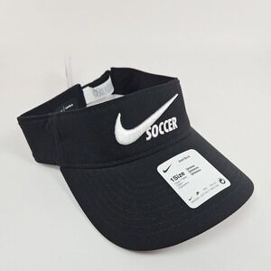 Nike Dri-Fit Swoosh Soccer Black Visor Unisex Adjustable One Size New